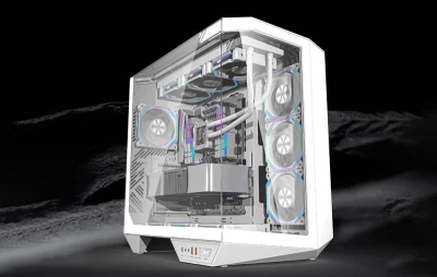 Darkflash Počítačová skříň DY470 se 4 ventilátory (bílá)
