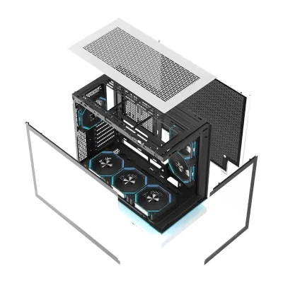 DarkFlash F1 bílá počítačová skříň s 6 ventilátory