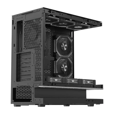 DarkFlash F1 černá počítačová skříň s 6 ventilátory