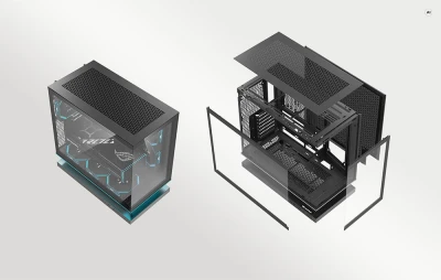 DarkFlash F1 černá počítačová skříň s 6 ventilátory