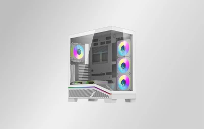 DarkFlash K430 bílá počítačová skříň se 6 ventilátory