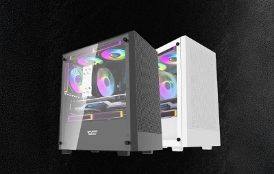 DarkFlash M305 bílá počítačová skříň bez ventilátorů
