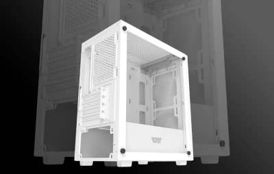 DarkFlash M305 Mesh bílá počítačová skříň bez ventilátorů