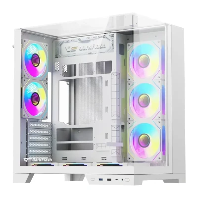 darkFlash TH285 PLUS bílá + 8 ventilátorů počítačová skříň