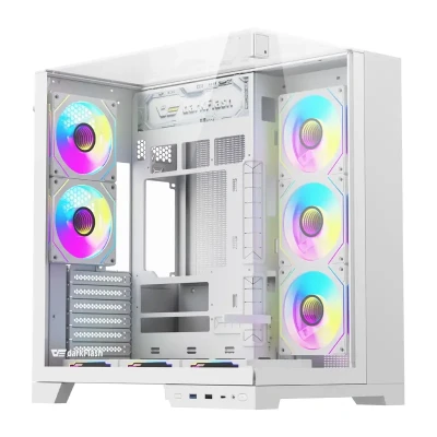 darkFlash TH285 PLUS bílá + 8 ventilátorů počítačová skříň