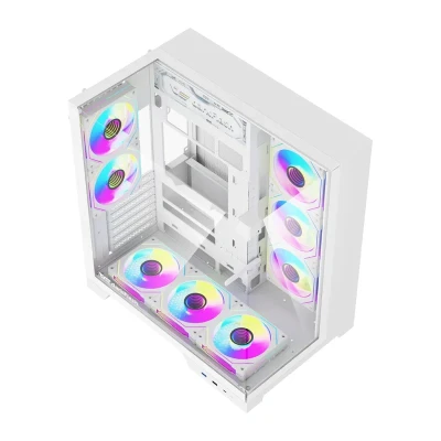 darkFlash TH285 PLUS bílá + 8 ventilátorů počítačová skříň