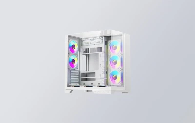 darkFlash TH285 PLUS bílá + 8 ventilátorů počítačová skříň