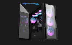 Darkflash Skleněná počítačová skříň DK431 + 4 ventilátory (černá)