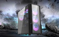 Darkflash Skleněná počítačová skříň DK431 + 4 ventilátory (černá)