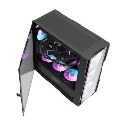Darkflash Skleněná počítačová skříň DK431 + 4 ventilátory (černá)