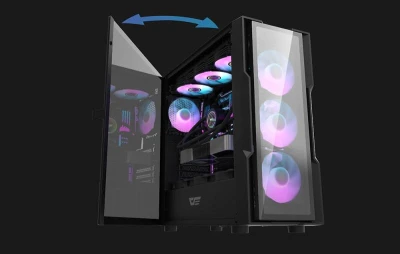 Darkflash Skleněná počítačová skříň DK431 + 4 ventilátory (černá)