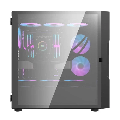 Darkflash Skleněná počítačová skříň DK431 + 4 ventilátory (černá)