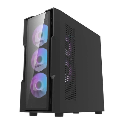 Darkflash Skleněná počítačová skříň DK431 + 4 ventilátory (černá)
