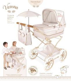 Decuevas Kočárek Reborn Verona se slunečníkem pro panenku miminko