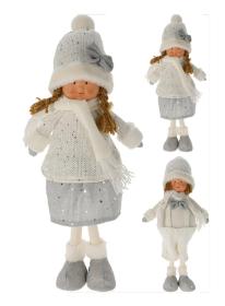 Dekorace Dívka/chlapec STOJÍCÍ 49cm BÍ/STŘ mix Dekorace Dívka/chlapec STOJÍCÍ 49cm BÍ/STŘ mix
