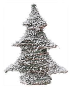 Dekorace Strom 40cm, RATAN se sněhem, 30LED, s časovačem