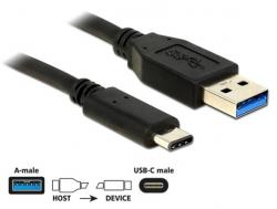 Delock Kabel SuperSpeed USB 10 Gbps (USB 3.1, Gen 2) Typ A samec USB Type-C™ samec 1 m černý