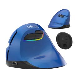 Delux Bezdrátová vertikální myš M618Mini BT4.0 + 2,4Ghz 4000DPI RGB (modrá)