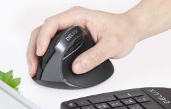 Delux Bezdrátová vertikální myš M618Mini DB BT+2,4G 2400DPI (černá)