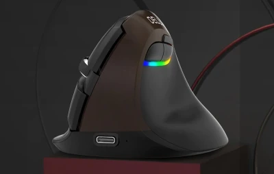 Delux M618 Mini zlatá ergonomická bezdrátová myš USB/Bluetooth/2,4 GHz