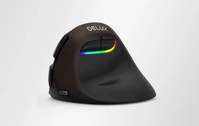 Delux M618 Mini zlatá ergonomická bezdrátová myš USB/Bluetooth/2,4 GHz
