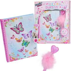 Deník tajný set s ozdobnou tužkou s peřím se zámkem a klíčky