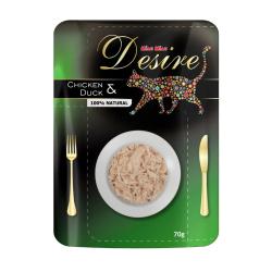 Desire premium s trhaným masem Kuře a Kachna, kapsička 70 g Desire premium s trhaným masem Kuře a Kachna, kapsička 70 g