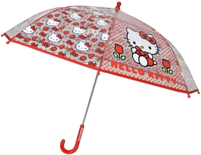 Deštník dětský Hello Kitty červený průhledný 68x85cm automatický