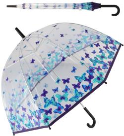 Deštník dětský průhledný 80cm s motýlky plast/kov Deštník dětský průhledný 80cm s motýlky plast/kov