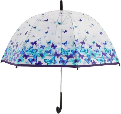 Deštník dětský průhledný 80cm s motýlky plast/kov