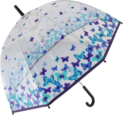 Deštník dětský průhledný 80cm s motýlky plast/kov