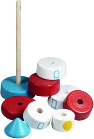 Detoa DŘEVO Baby pyramida navlékací věžička s barevnými kroužky Maják