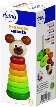 Detoa DREVO Baby pyramída navliekačka vežička s farebnými krúžkami Medveď