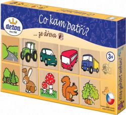 Detoa DŘEVO Hra Co kam patří? 36 dílků obrázková skádačka v krabici