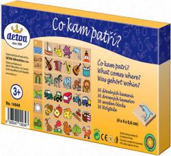 Detoa DŘEVO Hra Co kam patří? 36 dílků obrázková skádačka v krabici