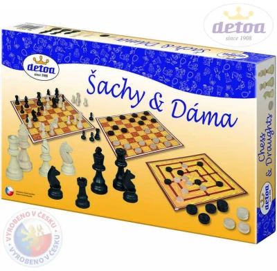 Detoa DŘEVO Hra Šachy a dáma 2v1 (společenská hra) Detoa DŘEVO Hra Šachy a dáma 2v1 (společenská hra)