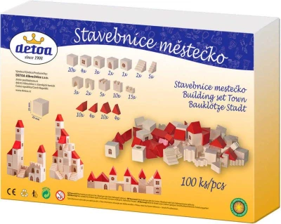 Detoa DŘEVO Stavebnice město kostky 100 dílků (dřevěná hračka)