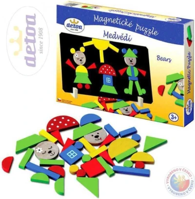 Detoa Puzzle medvede magnetické (drevená hračka)
