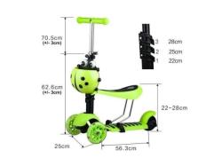 GGV Beruška 3v1 s LED kolečky dětská koloběžka