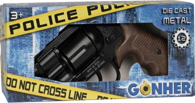 Dětská policejní kapslovka revolver Gold collection černý kovový 12 ran na kapsle