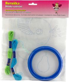 Dětské vyšívání set rámeček vyšívací + 3 předlohy a 4 příze v sáčku různé barvy Dětské vyšívání set rámeček vyšívací + 3 předlohy a 4 příze v sáčku různé barvy