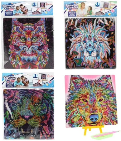 Diamantové malování mozaika zvířata 20x20cm kreativní sada 4 druhy