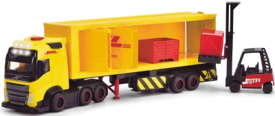 Dickie Auto DHL Volvo FH16 s vysokozdvižným vozíkem na baterie Světlo Zvuk
