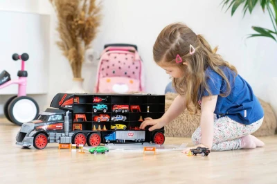 Dickie Auto kamion kufřík s vystřelovací dráhou set s autíčky a doplňky kov