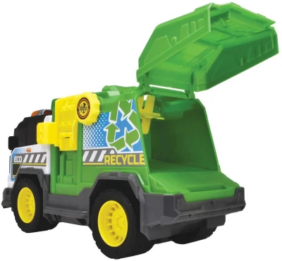 Dickie Auto popeláři 30cm volný chod set s popelnicí na baterie Světlo Zvuk