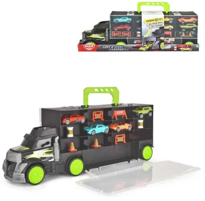 Dickie Auto transportér 43cm kufr 2v1 set se 4 autíčky a doplňky kov