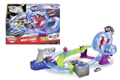 Dickie Autodráha White Shark herní set s autíčkem na baterie Světlo Zvuk