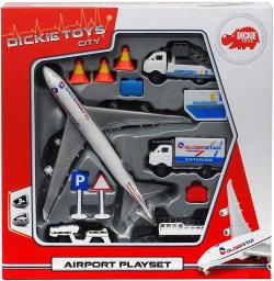 Dickie Letiště hrací set airport letadlo + 3 auta s doplňky kov v krabici