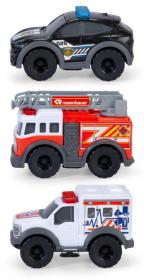 Dickie Mikro záchranářská vozidla 3ks s baterkou a doplňky na baterie Světlo