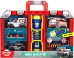 Dickie Mikro záchranářská vozidla 3ks s baterkou a doplňky na baterie Světlo